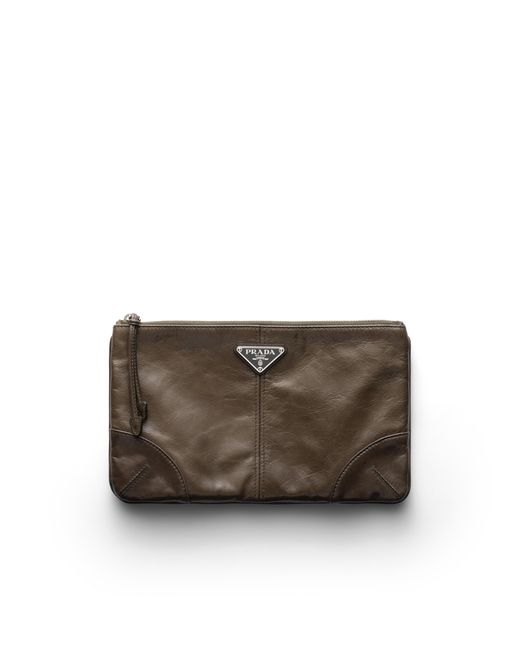 Pouch De Piel, Hombre Prada de hombre de color Brown