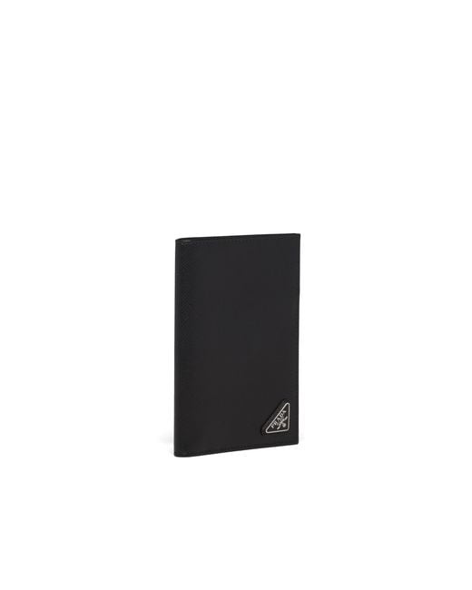 Prada Black Logo-Appliqué Passport Holder for men