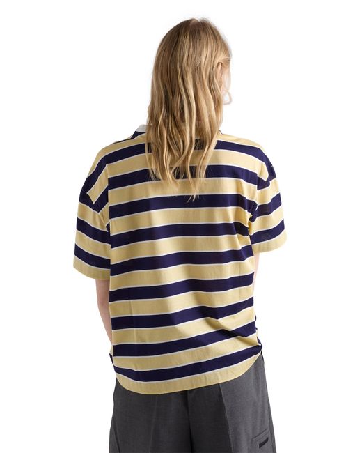 Prada Multicolor Bayadere Striped Lisle Cotton T-Shirt /Cream