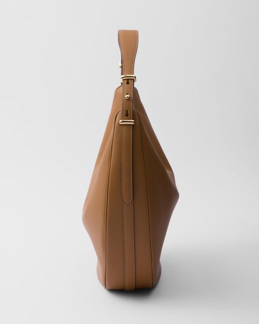 Prada Brown Arqué Large Leather Shoulder Bag
