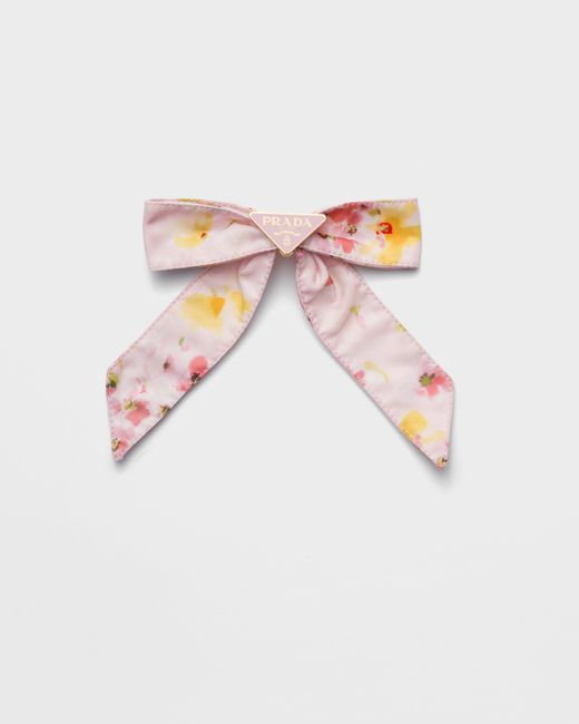 Prada Pink Floral Print Re-Nylon Hair Clip
