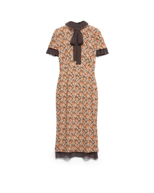 Robe Mi-Longue À Imprimé Graphique Prada en coloris Natural