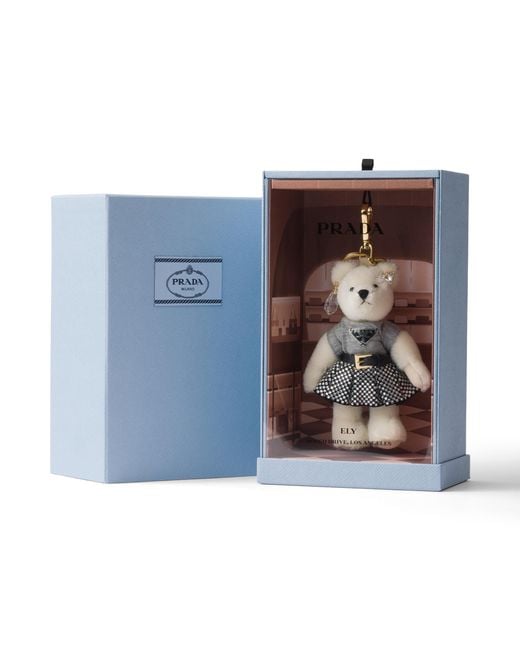 Prada White Teddy Key Ring Charm