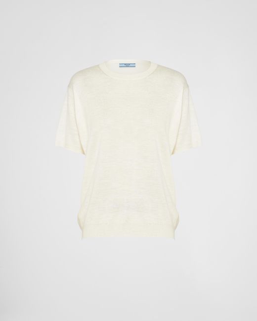 Prada White Silk Crew-Neck Sweater