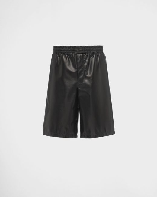 Prada White Nappa Leather Bermudas for men