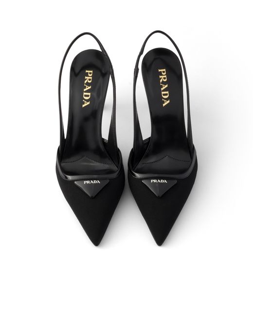 Prada White Fabric Slingback Pumps