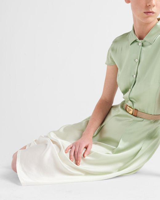 Prada Green Printed Satin Crepe Dress