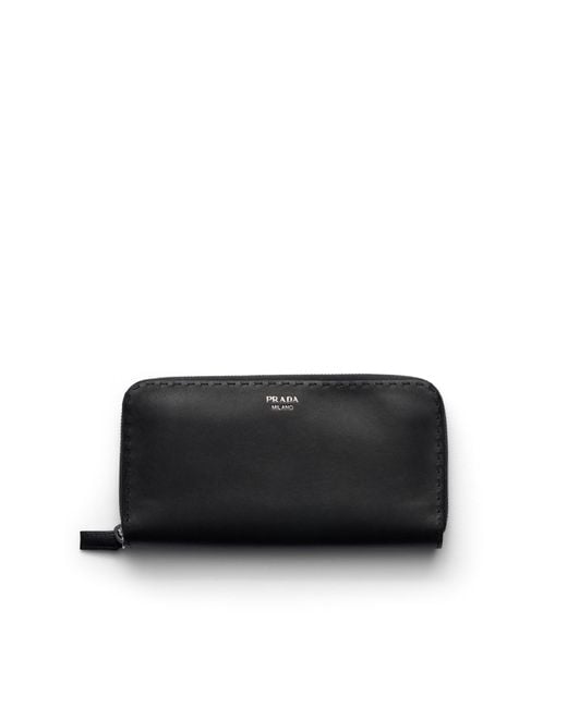 Prada Black Antiqued Leather Wallet for men