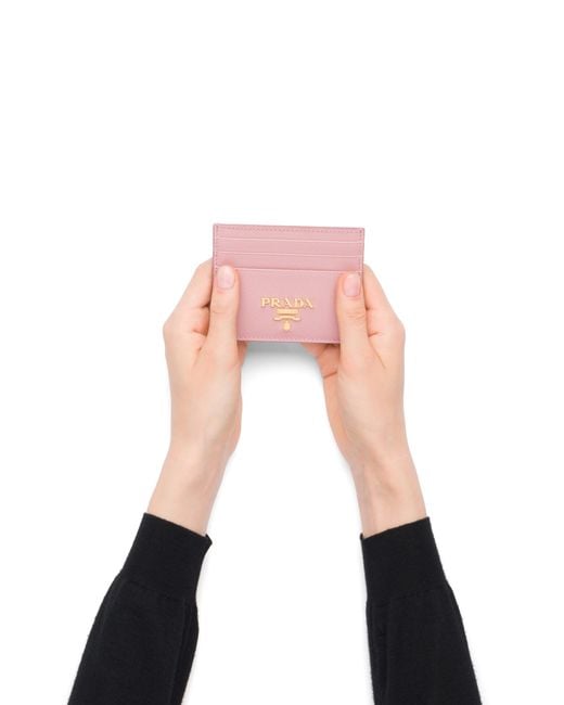 Prada Pink Saffiano Leather Card Holder