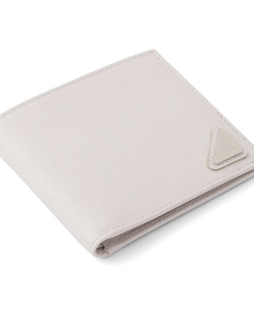 Prada White Saffiano Leather Wallet, Chalk for men