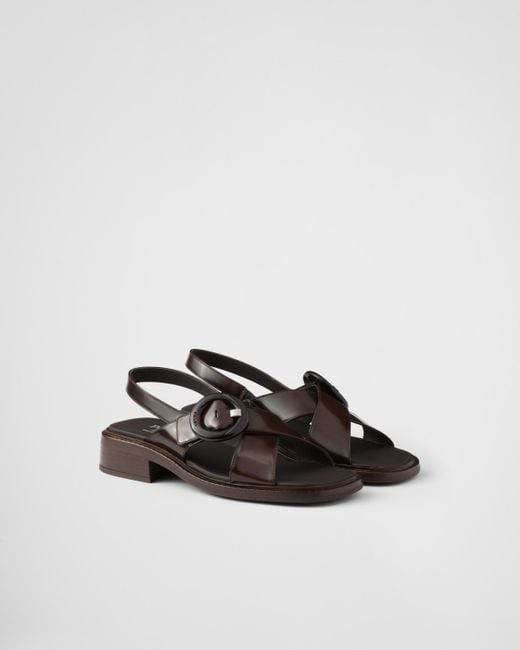 Prada Multicolor Brushed Leather Sandals With Buckle