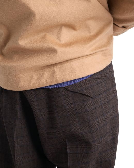 Prada Gray Prince Of Wales Check Wool Pants for men