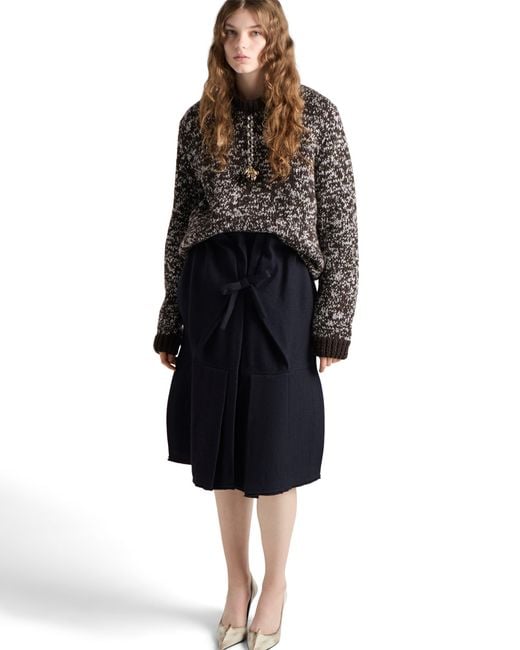 Prada Brown Wool Crew-Neck Sweater With Pendants
