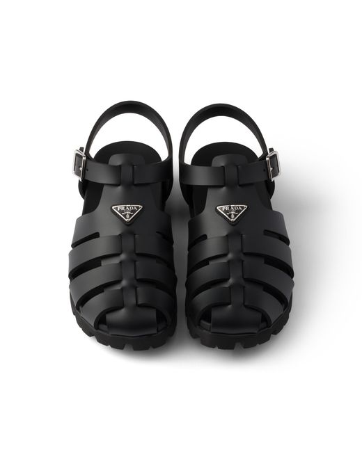 Prada Black Rubber Fisherman Sandals, Size 6 for men