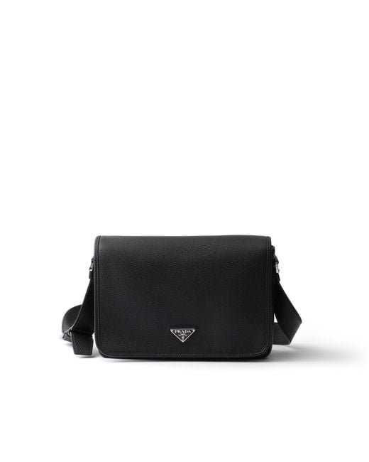 Prada Black Leather Shoulder Bag for men