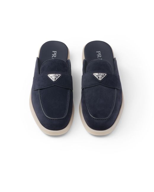 Prada Blue Suede Sabots, Size 9 for men