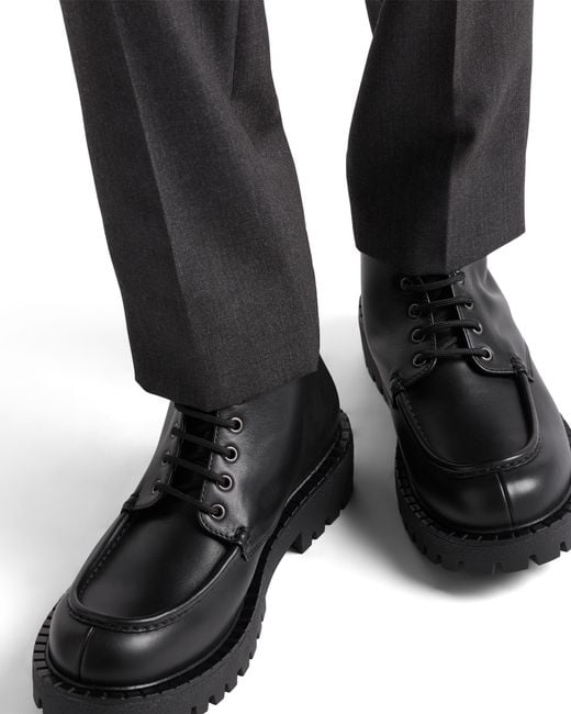 Prada Black Laced Leather Booties for men