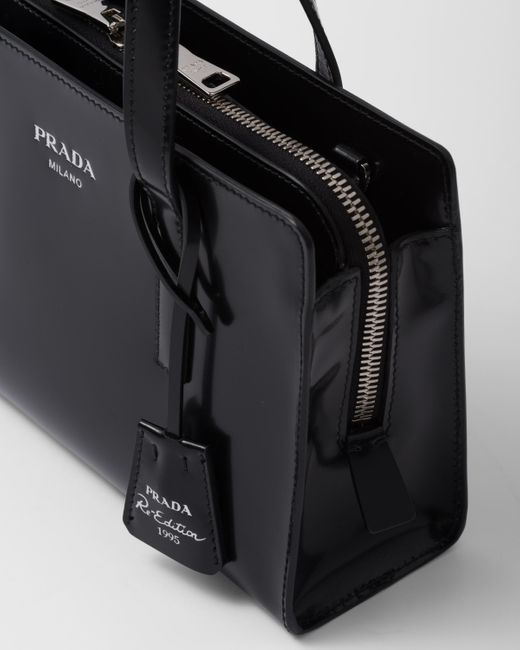 Prada Black Re-edition 1995 Mini-handtasche Aus Gebürstetem Leder
