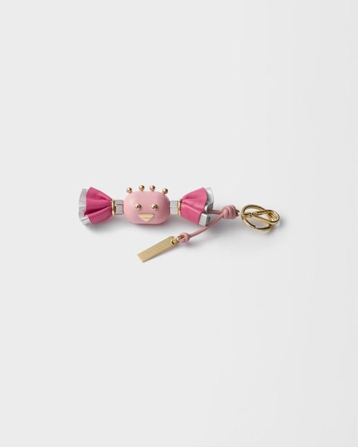Prada Pink Candy Plexiglas And Leather Key Ring Charm