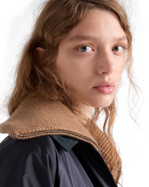 Prada Natural Ribbed Knit Cashmere Sweater