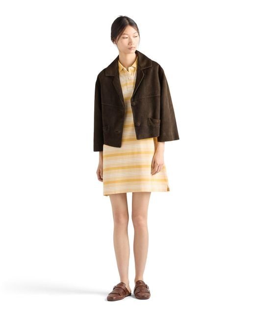 Prada Brown Cropped Suede Jacket, Selva