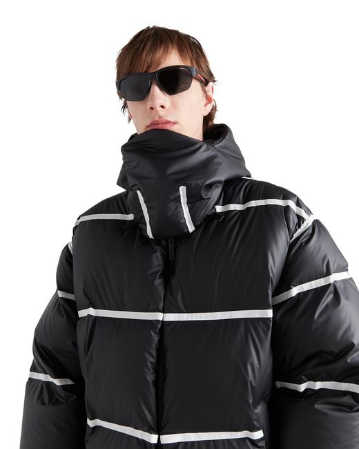 Prada Black Medium-weight Light Technical Fabric Down Jacket for men