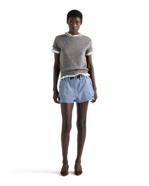 Prada Gray Wool And Cashmere Crew-Neck Sweater