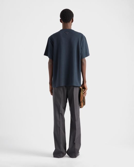 Prada Oversize-T-Shirt Aus Gestreifter Baumwolle in Blue für Herren
