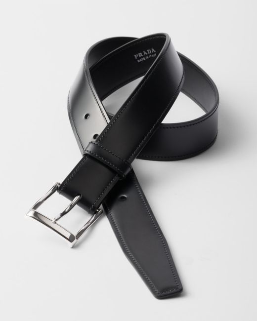 Ceinture En Cuir Prada pour homme en coloris Black