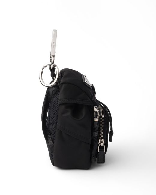 Prada White Re-Nylon Mini Pouch Keychain Charm for men