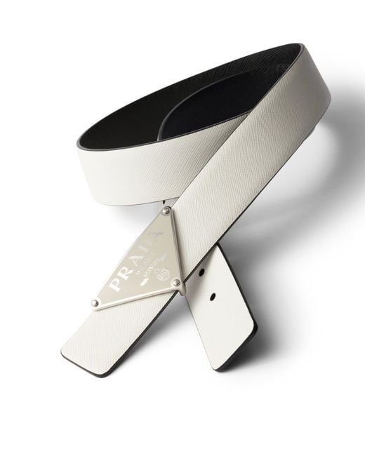 Prada White Enameled-metal Belt Buckle for men