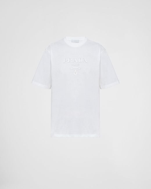 T-shirt In Cotone di Prada in White da Uomo