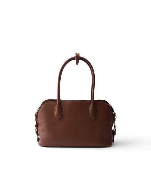 Prada Brown Signet Medium Leather Tote Bag