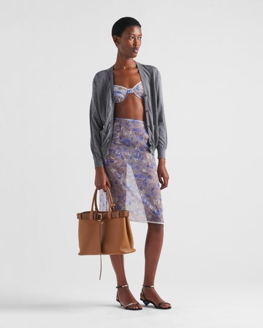 Prada Brown Große Buckle Handtasche Aus Leder Mit Gürtel