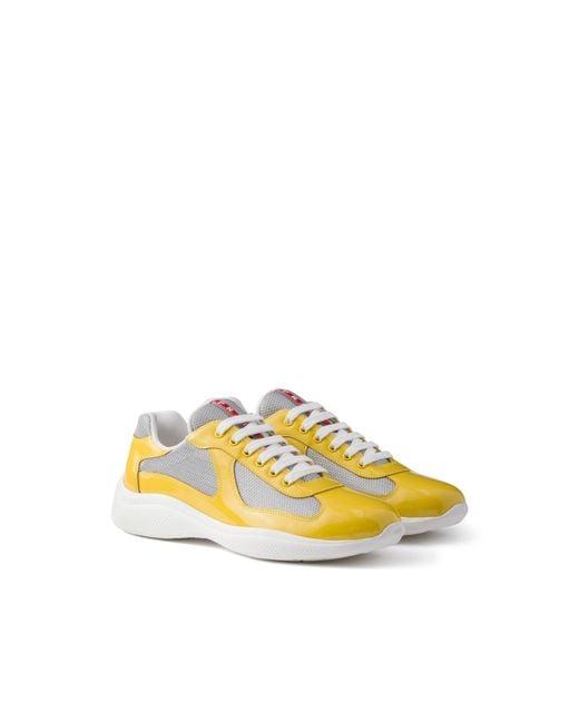 Prada Yellow Patent Leather And Technical Fabric America's Cup Sneakers for men