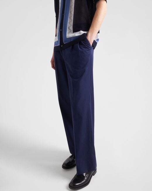 Prada Blue Cotton Pants for men