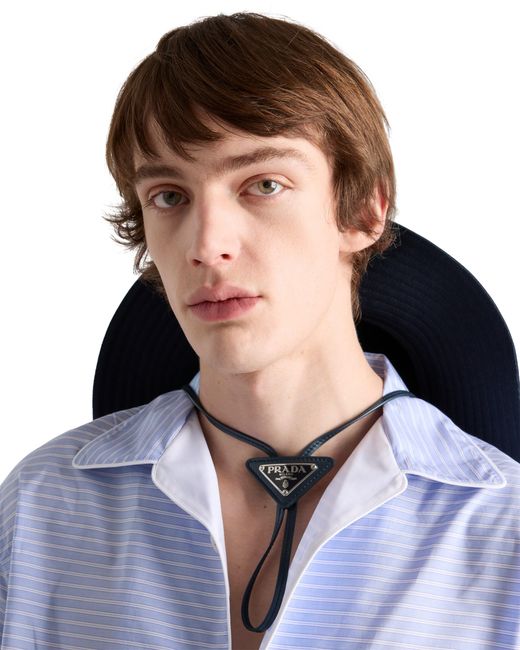 Prada Blue Wide-Brimmed Drill Hat for men