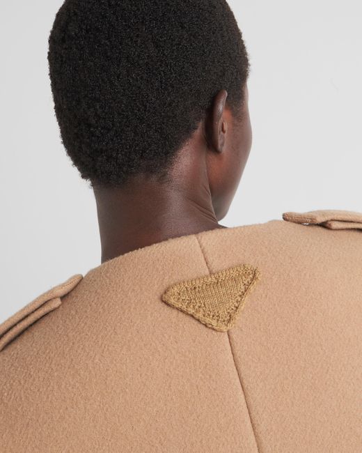 Prada Natural Single-breasted Velour Caban Jacket