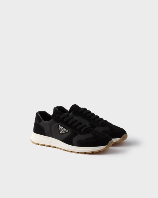 Prada Black Prax Suede And Re-Nylon Sneakers, Size 5 for men