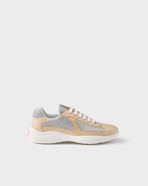 Prada White America's Cup Vernice Bike Low Top Sneaker for men