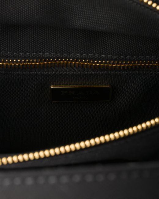 Prada Multicolor Small Wicker And Canvas Tote Bag