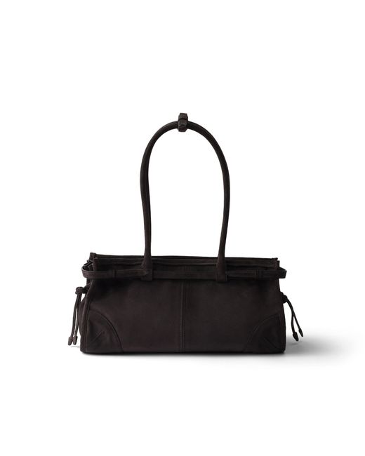 Prada Black Bonnie Medium Suede Handbag