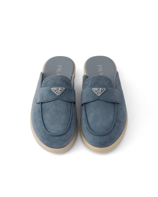 Prada Blue Suede Mules for men