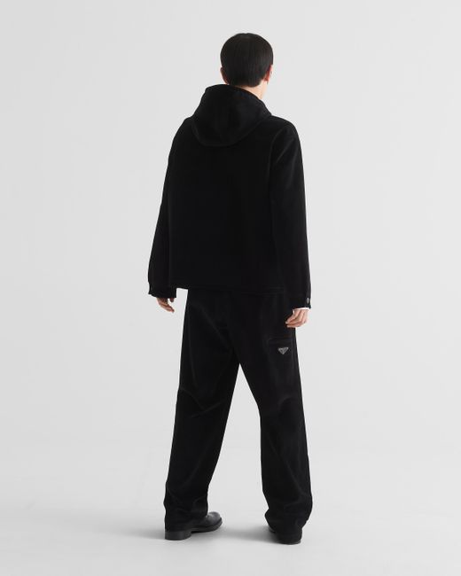 Prada Black Cotton Velvet Blouson Jacket for men