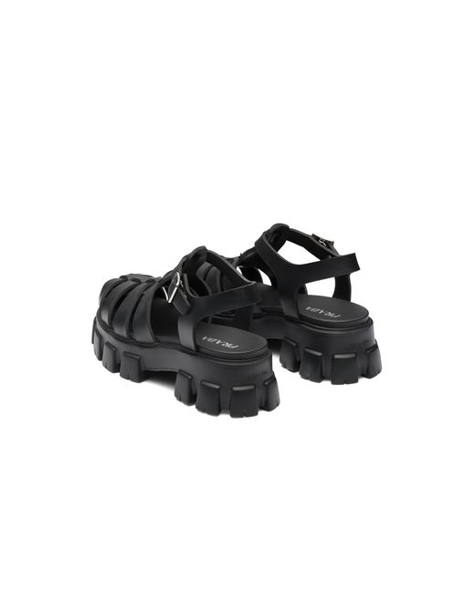 Prada Black Branded Rubber Sandals for men