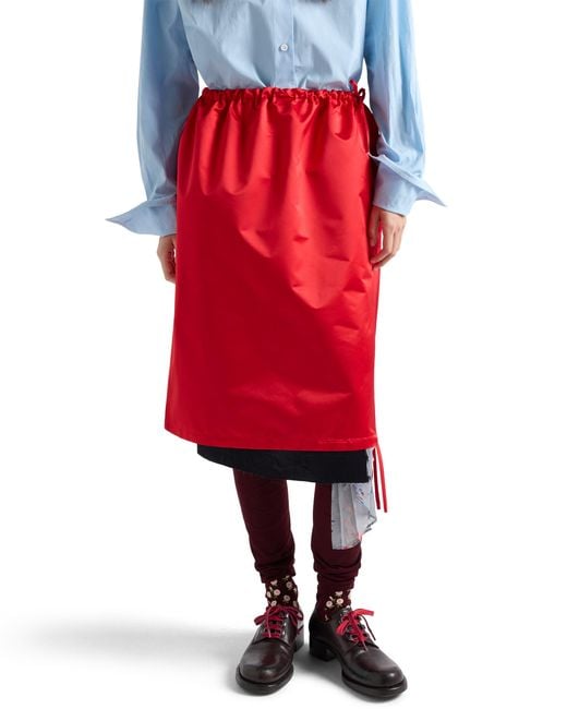 Prada Red Satin Skirt