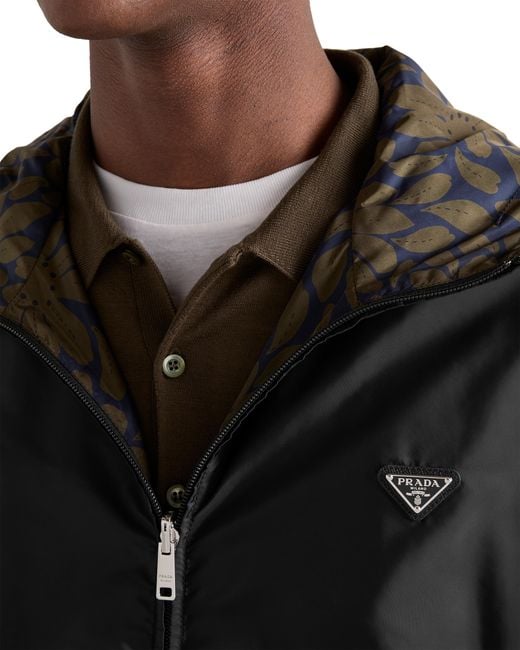 Prada Black Reversible Re-Nylon Jacket, /Forest for men