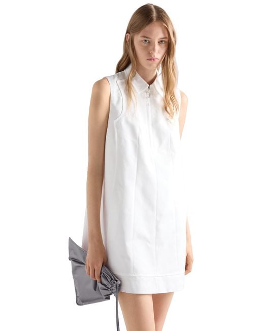Prada White Chino Zipper Mini-Dress