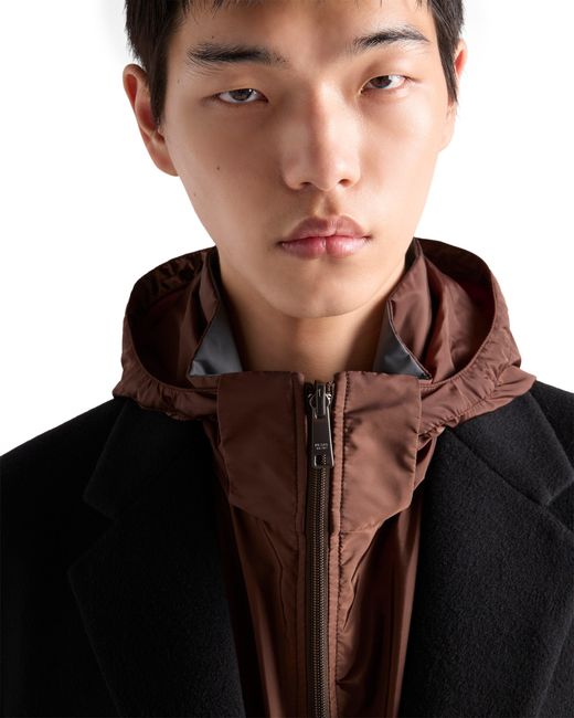 Prada Black Single-Breasted Wool Blend Coat for men