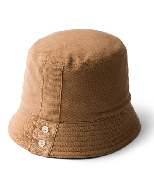 Prada Natural Old Piqué Bucket Hat, Khaki